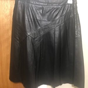 Pleated leather skirt